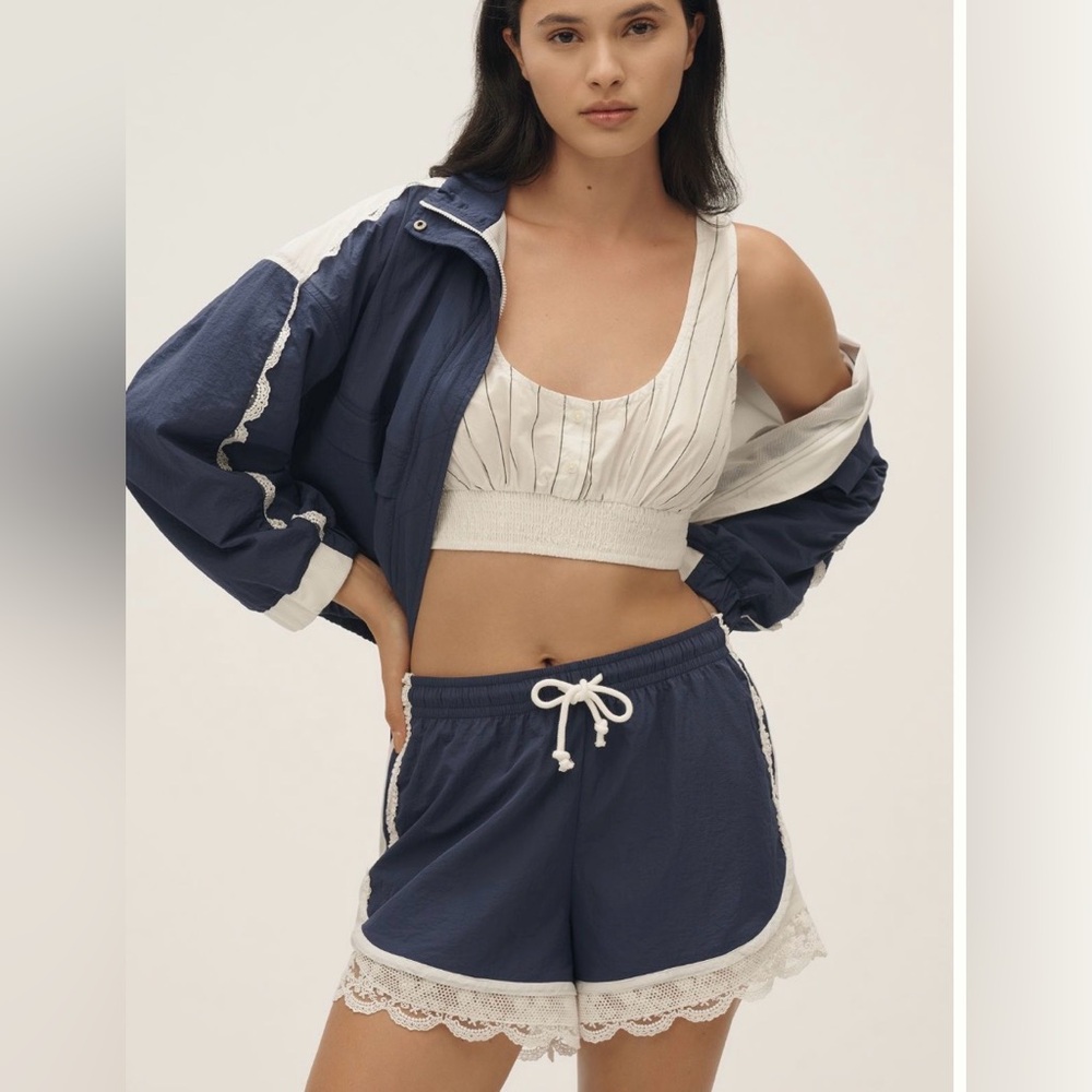 Anthropologie Daily Practice Long Jump Set - jacket / shorts size M